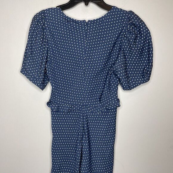 MADEWELL Mini Dress Women 0 Blue Polka Dot Ruffle NEW Puff Sleeve NP106 - Picture 11 of 16